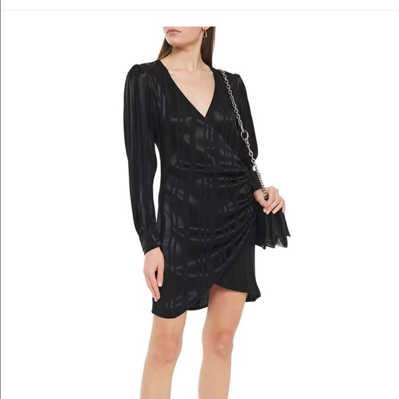 Anine Bing Dresses & Skirts - Anine Bing Penelope striped satin-jacquard mini wrap dress